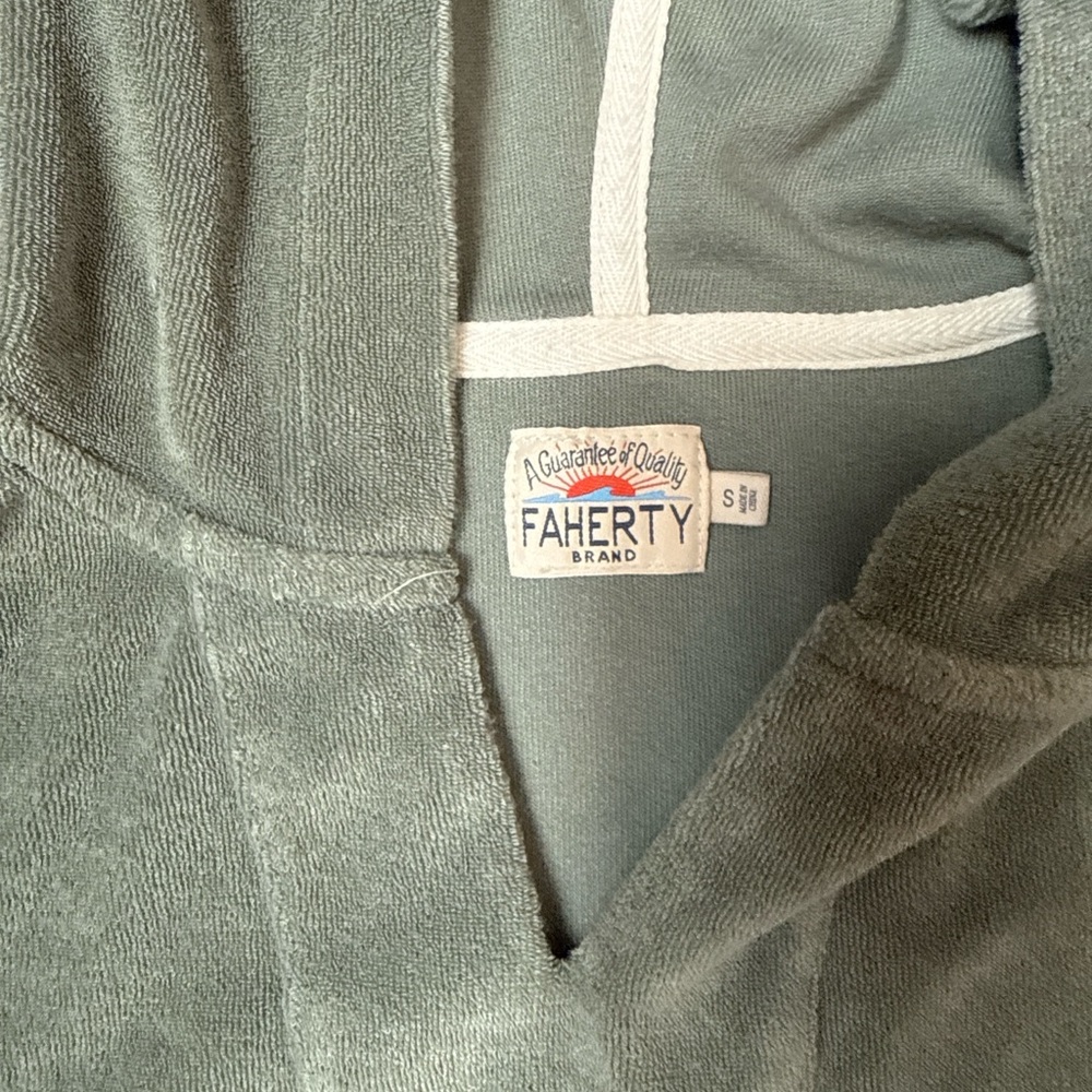 Faherty Olive Green Hooded Pullover Fleece - Picture 2 of 2